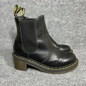Dr Martens Cadence Chelsea Boots Womens 6 Heeled Black Leather Ankle Booties
